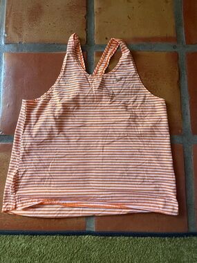 Nike Women's Orange Striped Racerback Tank Top